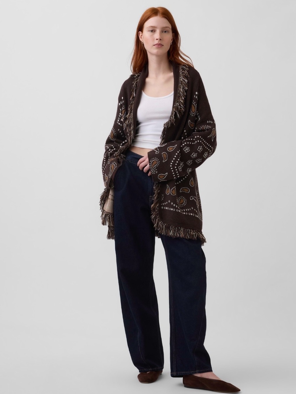 NWT- GAP Cotton Blend Fringe Shawl Cardigan, Size XS/S